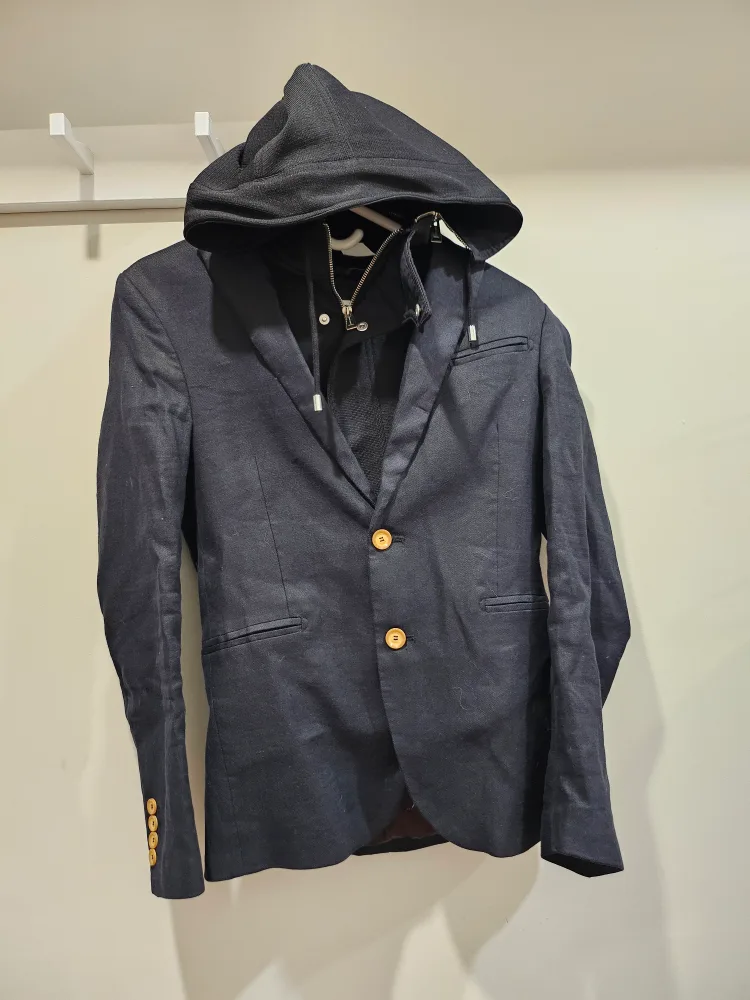 Zara Navy Blazer with Hood Size 44 thumbnail