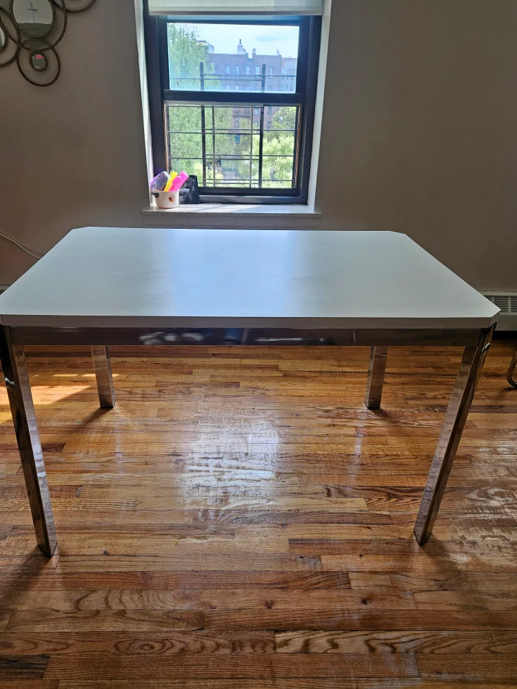 Chrome & White Dining Table image indicator(2)