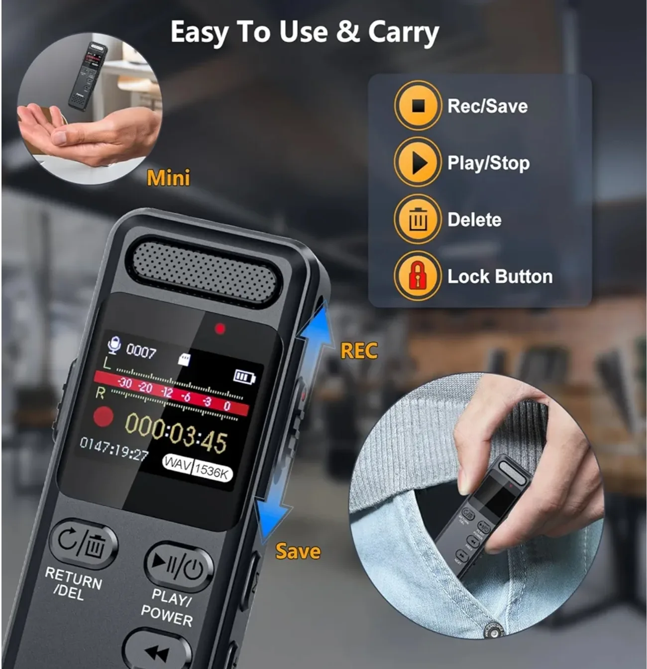 New. Ponovo Voice Activated Recorder - 160GB image indicator(2)