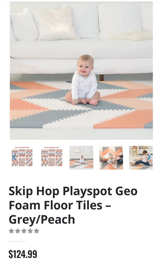 Skip Hop Playspot Geo Foam Floor Tiles - Grey/Peach image indicator(2)