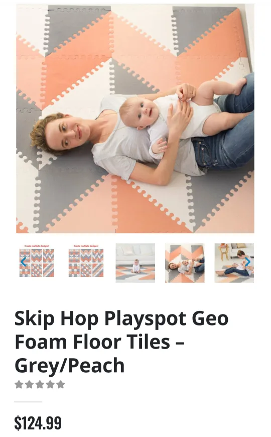 Skip Hop Playspot Geo Foam Floor Tiles - Grey/Peach image indicator(3)