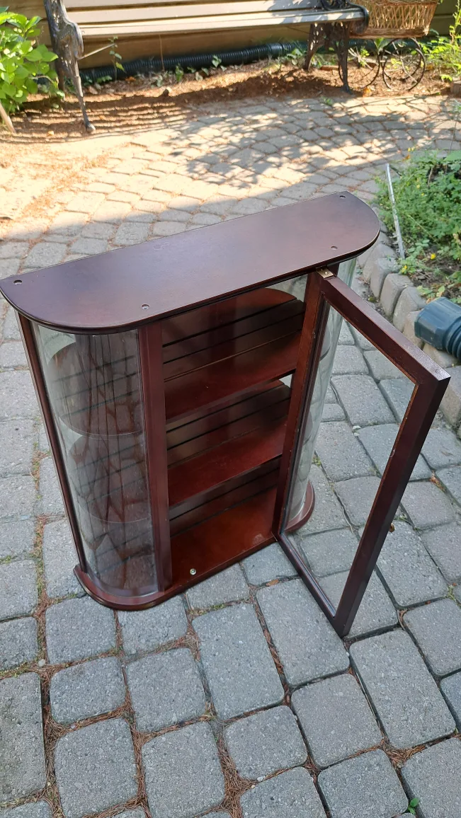 Vintage The Bombay Company Wooden Wall Mounted Curio W/mirror image indicator(2)