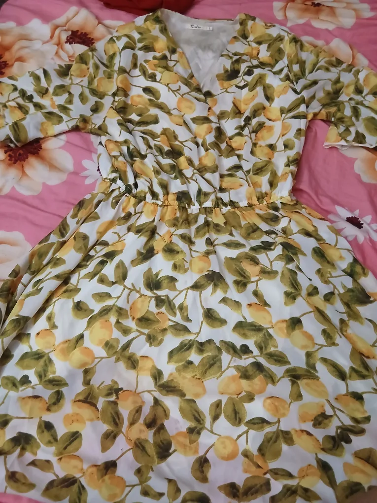 Katie Lemon Print Dress - Size L thumbnail