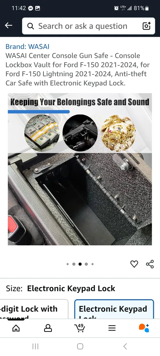 WASAI Console Gun Safe - Electronic Keypad Lock brand is image indicator(5)