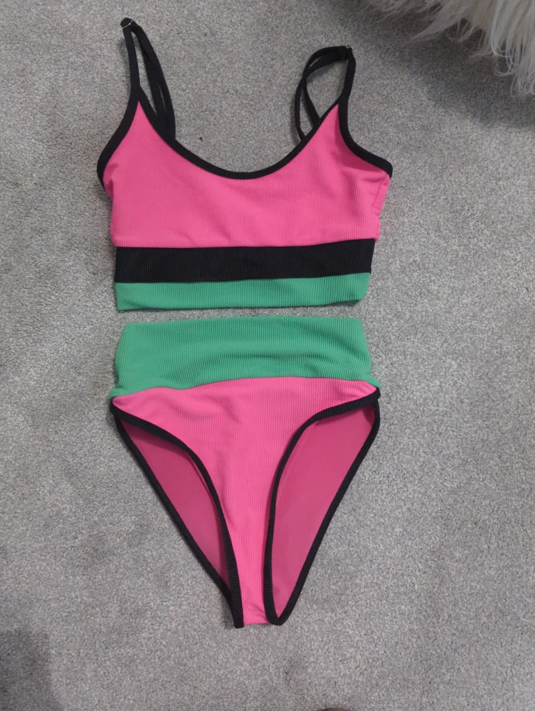 Pink & Green Two-Piece Swimsuit thumbnail