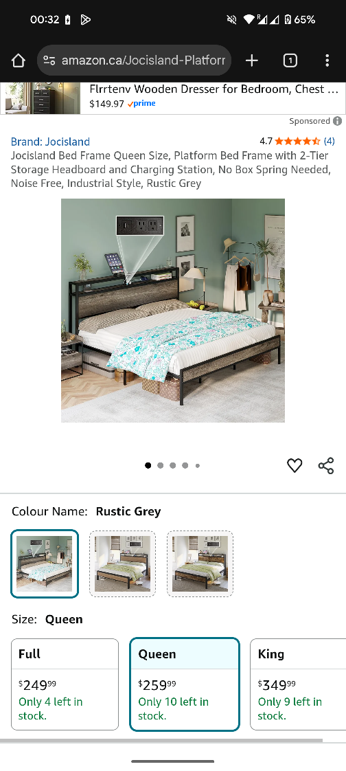 Queen Size Bed Frame with Headboard with Mattress - photo 5