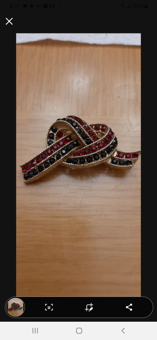 Vintage Lisner Red/Black or Navy Knot Brooch.  - photo 2