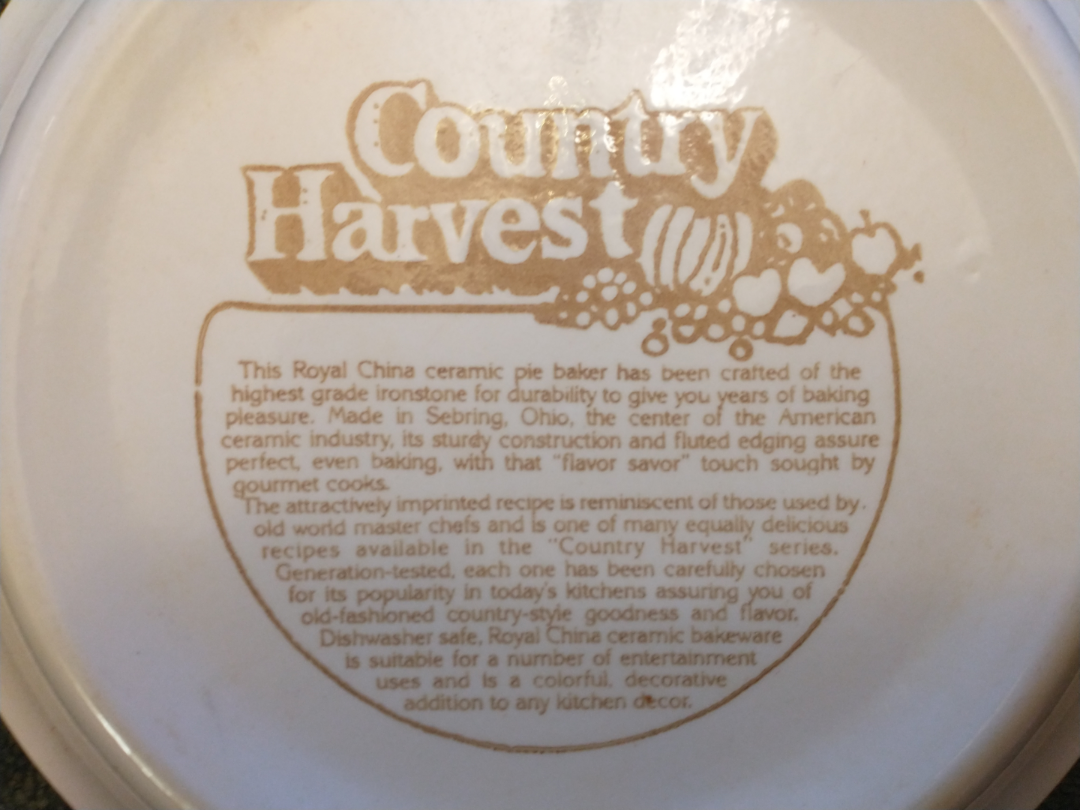 Vintage Royal China Pie Plate - Country Harvest - photo 2