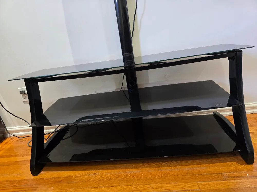 Black Glass TV Stand with Mount image indicator(2)
