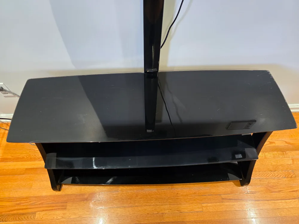 Black Glass TV Stand with Mount image indicator(3)