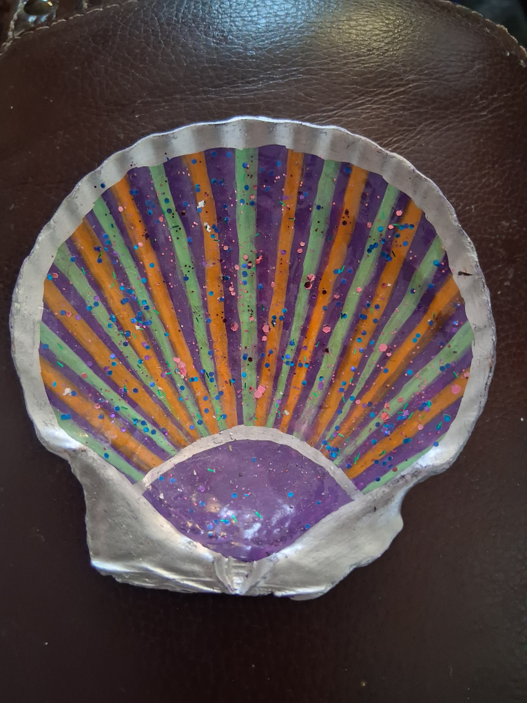 Hand Painted Decorative Halloween Vibed Seashell Dish