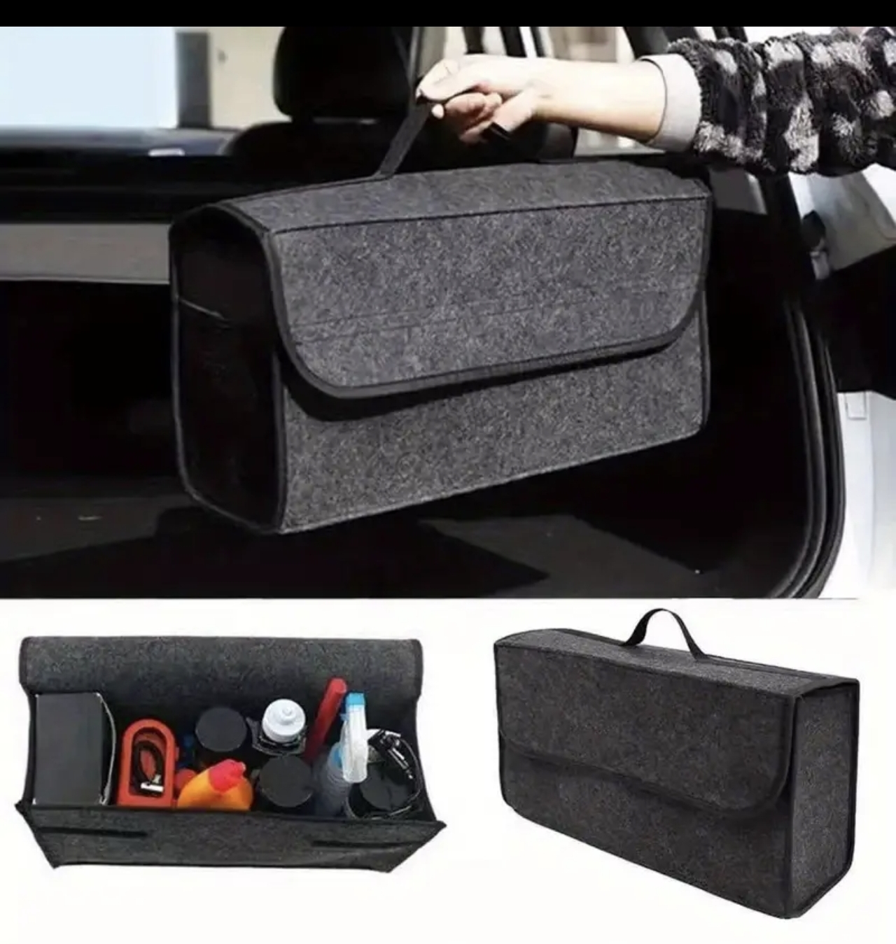 Car Trunk Organizer - Grey Felt, 50x25x15cm - photo 4