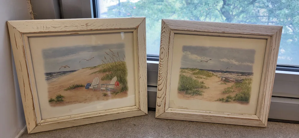 Framed Beach Scene Prints - Set of 2