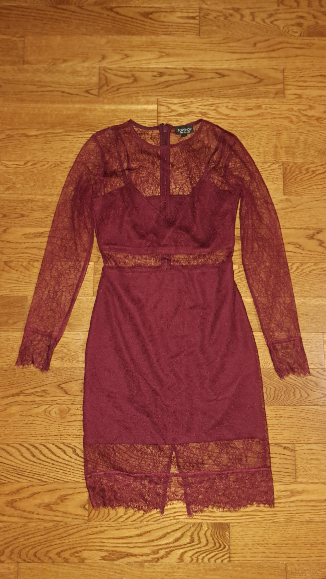 Topshop Burgundy Lace Dress - Size US 4