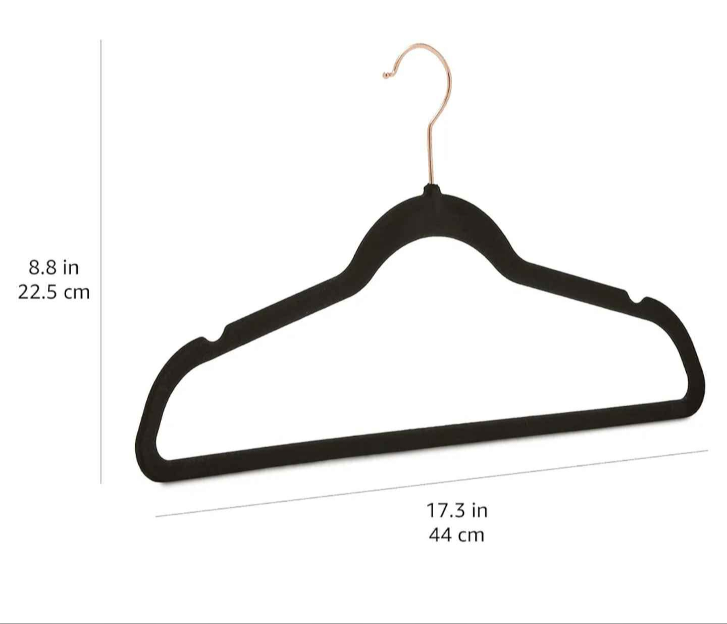 30count Slim Profile Rose Gold + Black Velvet Hangers - photo 2