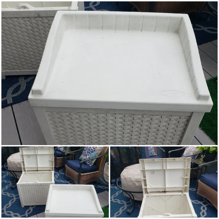 White Resin Wicker Storage Box