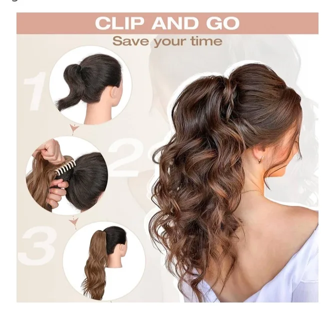 NEW Brown Claw Clip Ponytail Extension (bought for $25+) thumbnail