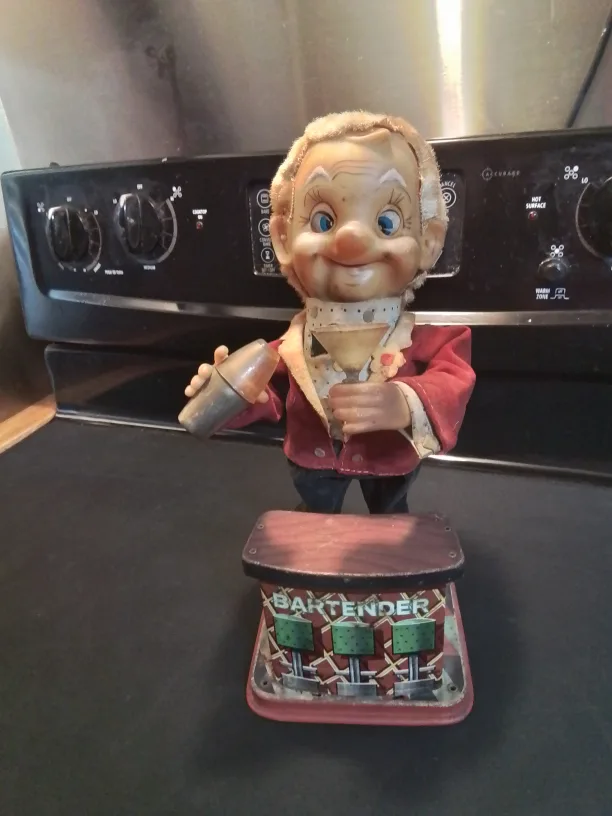 vintage Rosko Bartender tin toy from the 1960s, made in Japan thumbnail