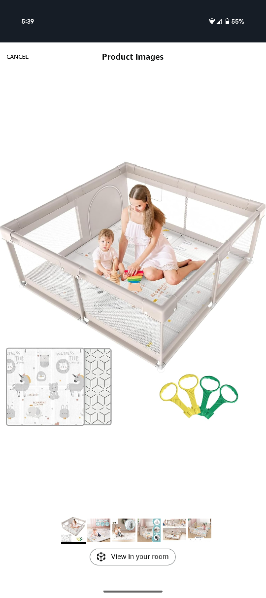 Baby Playpen, Beige, 47x47 inch