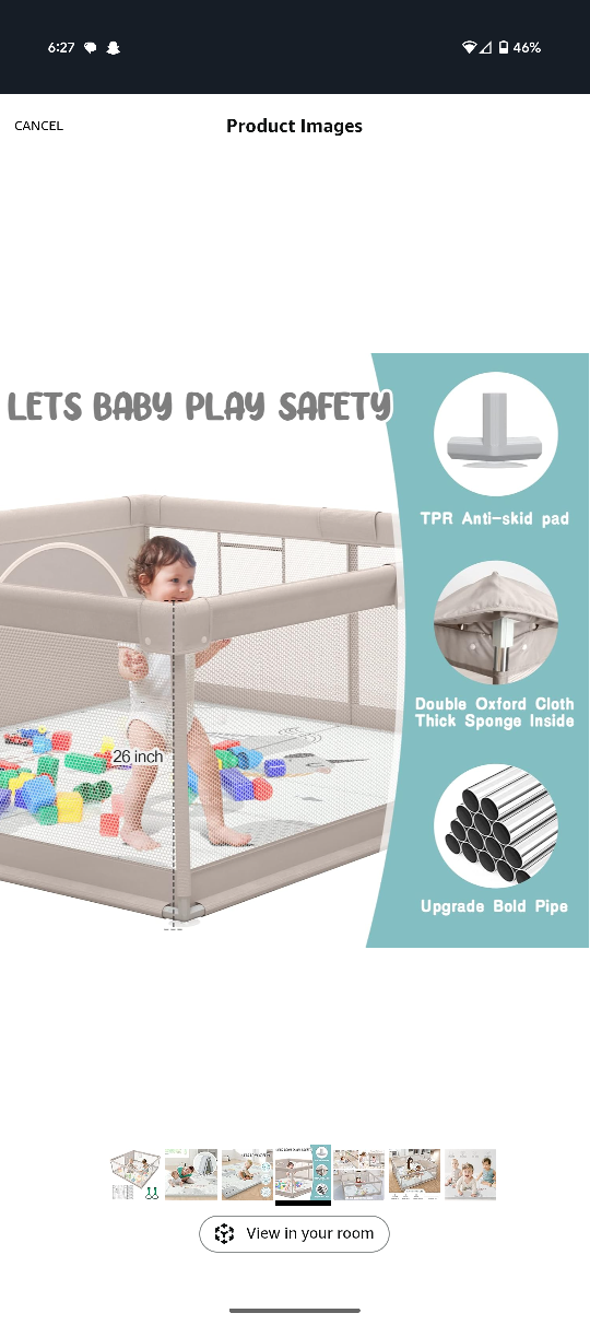 Baby Playpen, Beige, 47x47 inch - photo 3