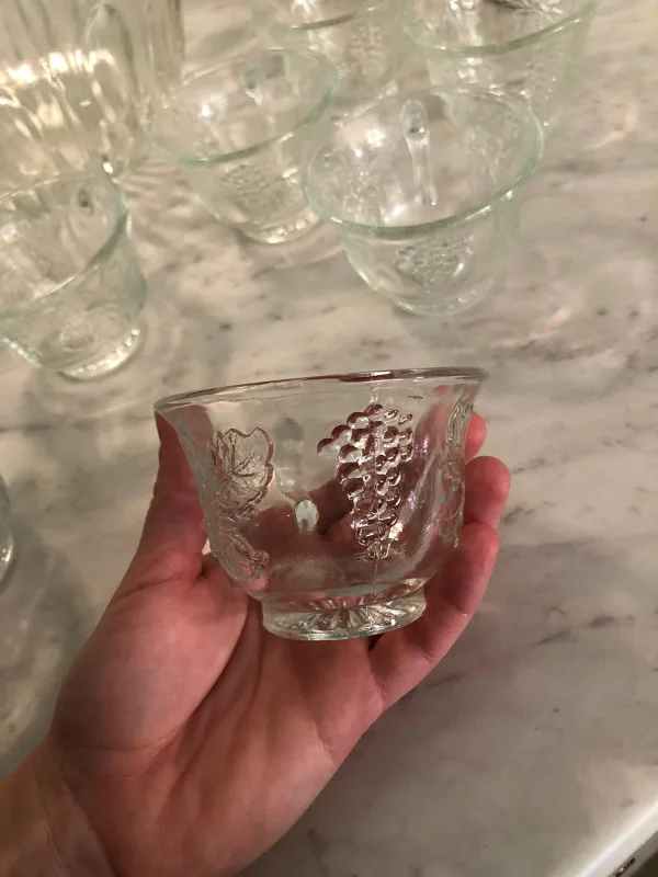 Vintage Glass Punch Bowl Set with Cups image indicator(5)