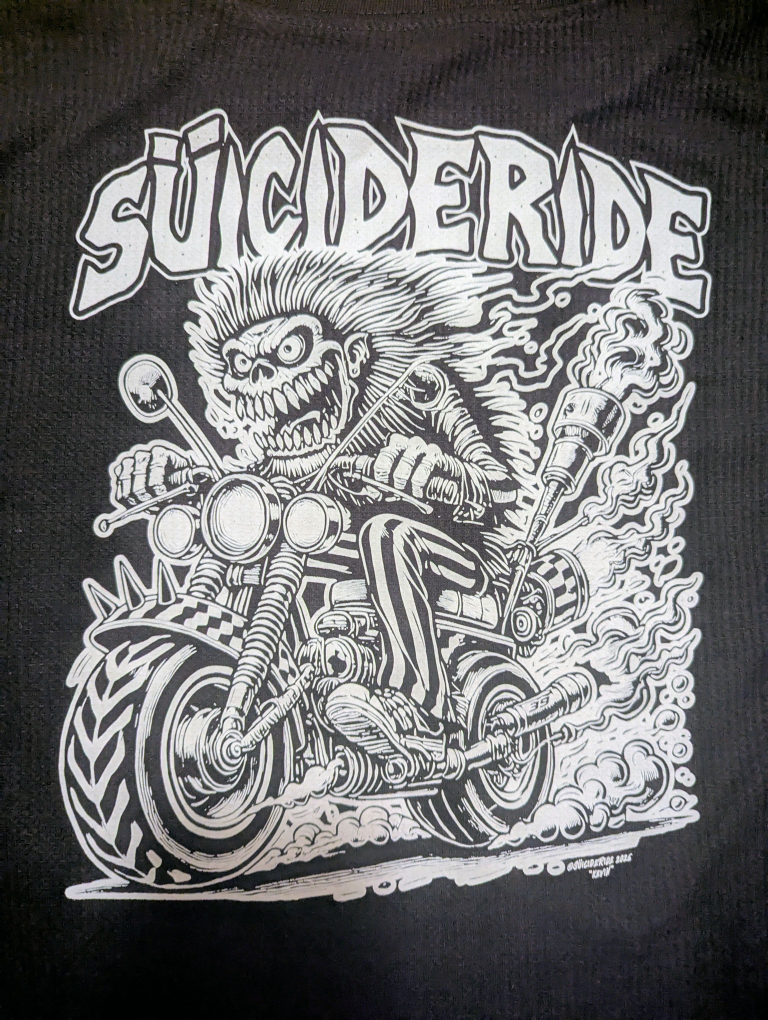 NEW MENS LARGE Suicideride Psycho Biker long sleeve waffle Shirt