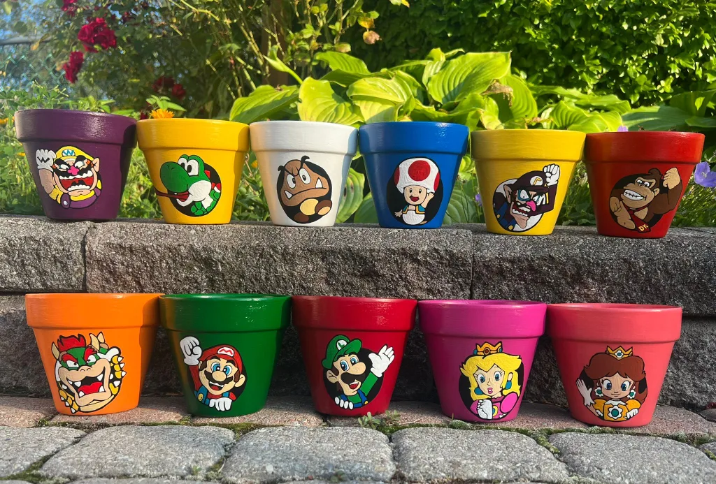 Hand-Painted Nintendo Character Flower Pots thumbnail