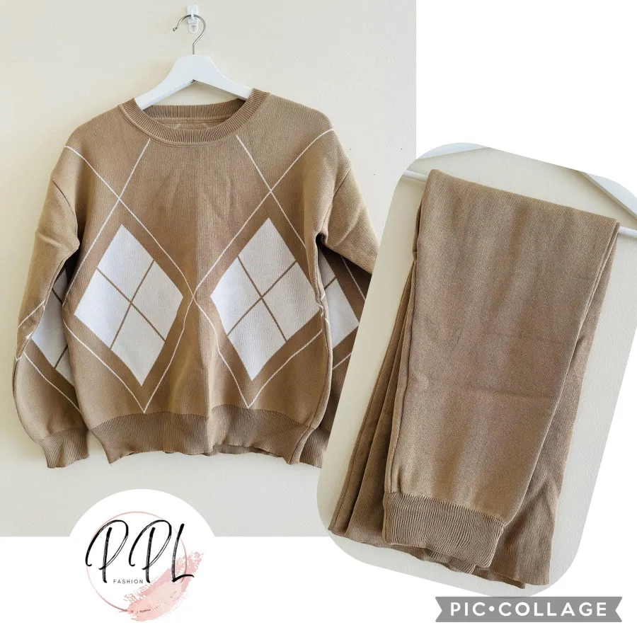 Knit Sweater & Pant Set - Beige image indicator(2)