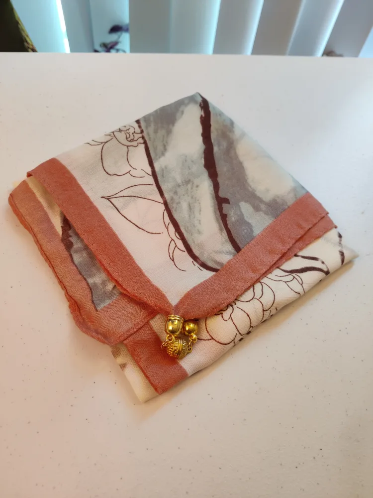 New Floral Scarf with Gold-Tone Accents magnetic clip thumbnail