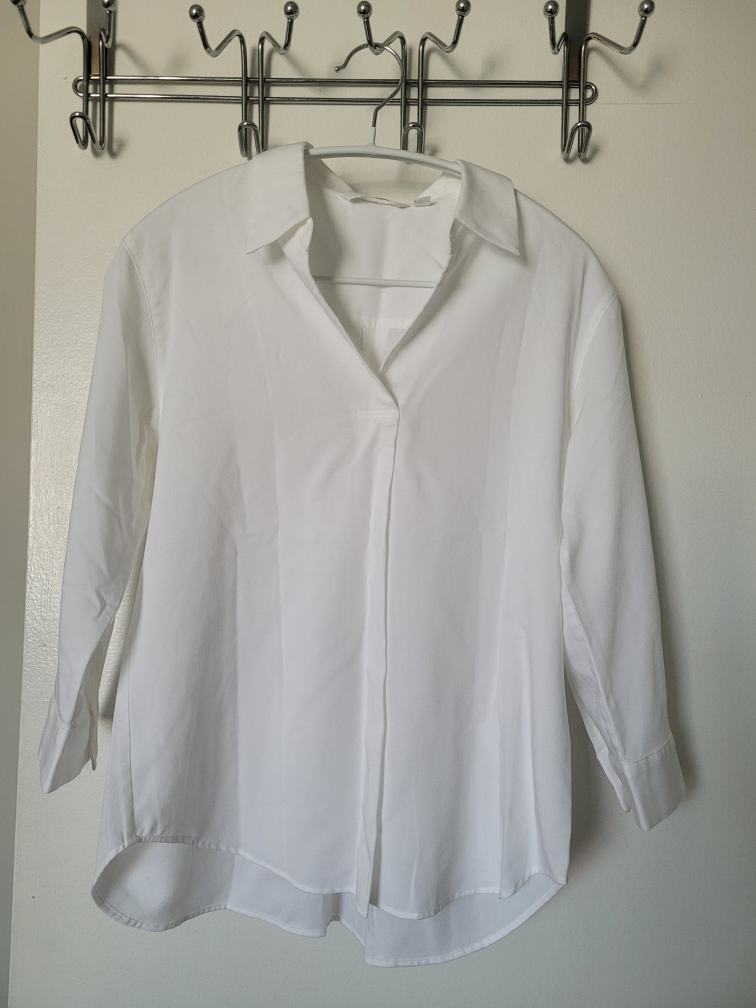 Uniqlo Rayon 3/4 Sleeve Skipper Collar Blouse - White - XS