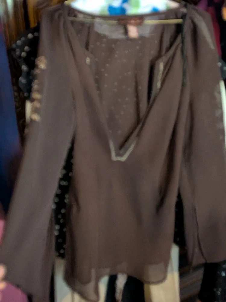 Bandolino Brown Embroidered Blouse - Size 8 ❤️ thumbnail
