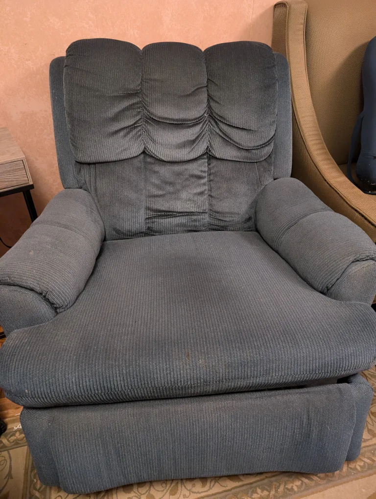 Grey blue Recliner Chair with Footrest thumbnail