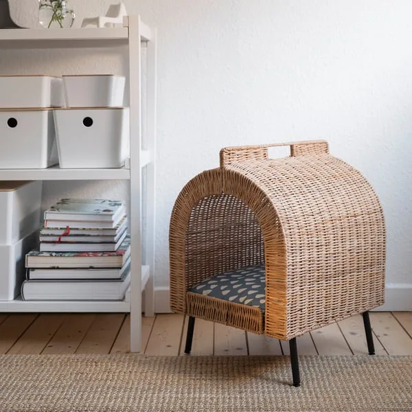 IKEA UTSÅDD Cat House on Legs, Rattan image indicator(2)