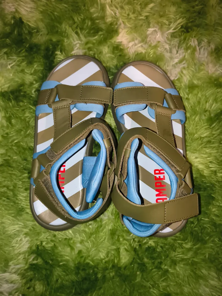 Camper Olive Green/Blue Sandals - Size US 7.5