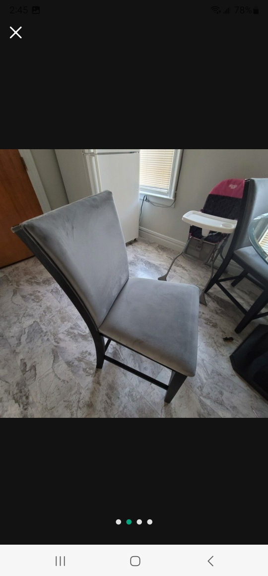 Round Glass Dining Table with 4 Gray Chairs - photo 3