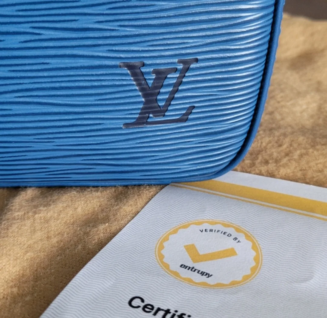 **Vintage** Louis Vuitton Sablon Epi Leather Blue Handbag image indicator(2)