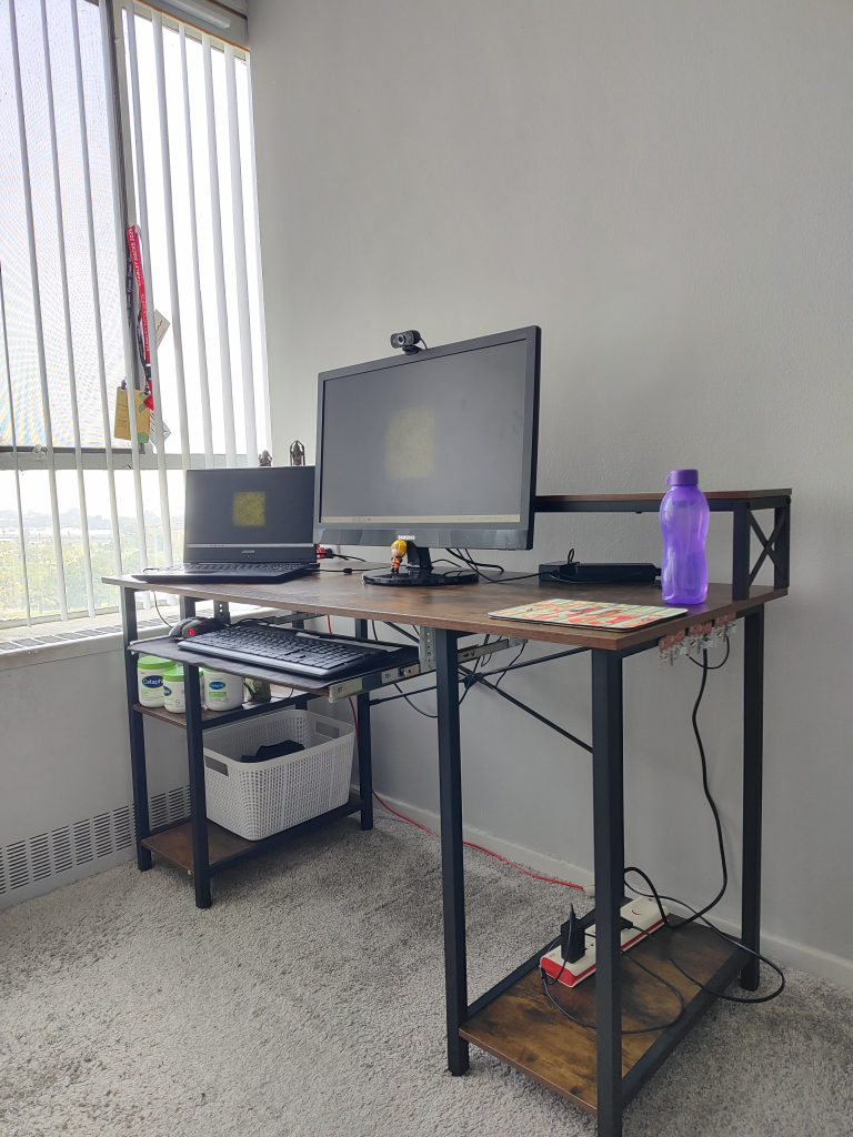 Computer Desk with Keyboard Rack & Shelves - photo 2