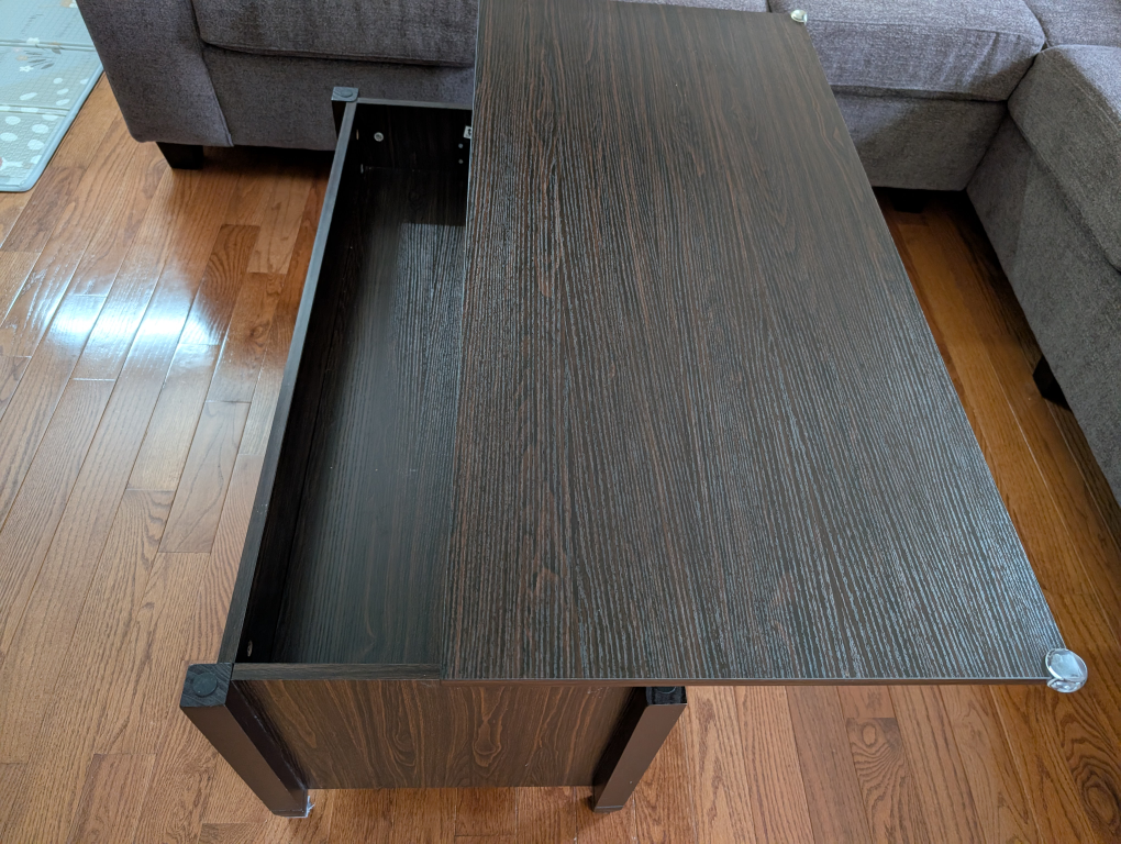 Lift Top Coffee Table with Hidden Storage Compartment & Shelf - photo 3