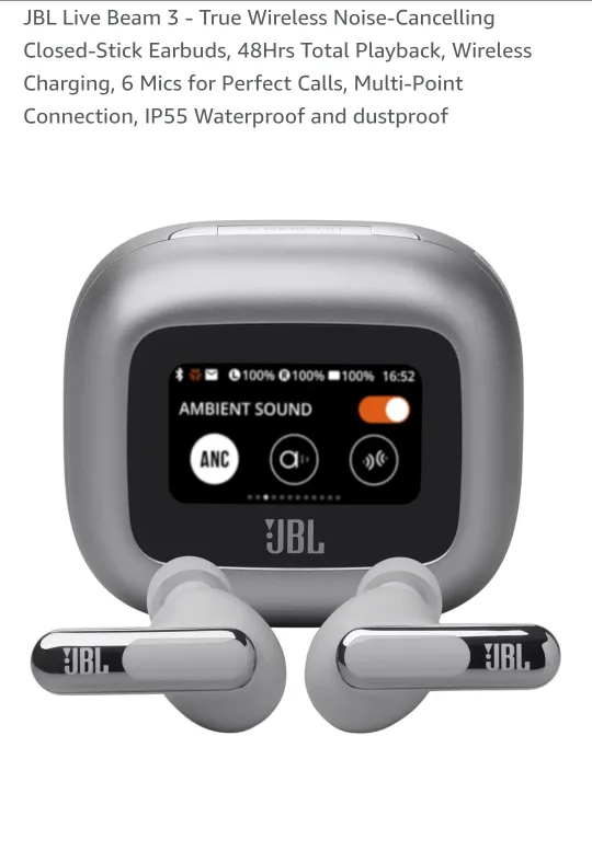 JBL Live Beam 3 Silver Earbuds - New! image indicator(2)