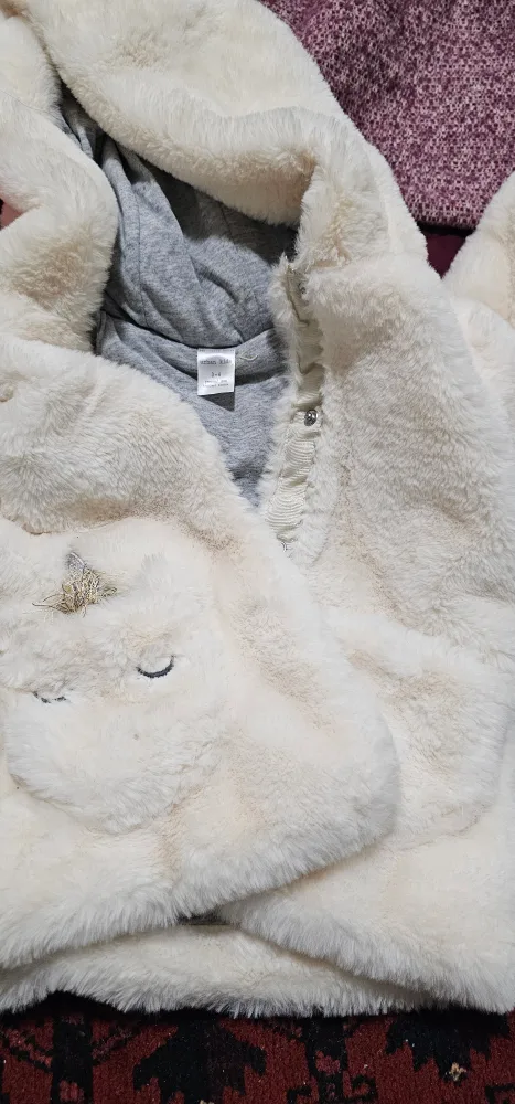 Fuzzy Cream Baby/Toddler Hooded Jacket image indicator(3)