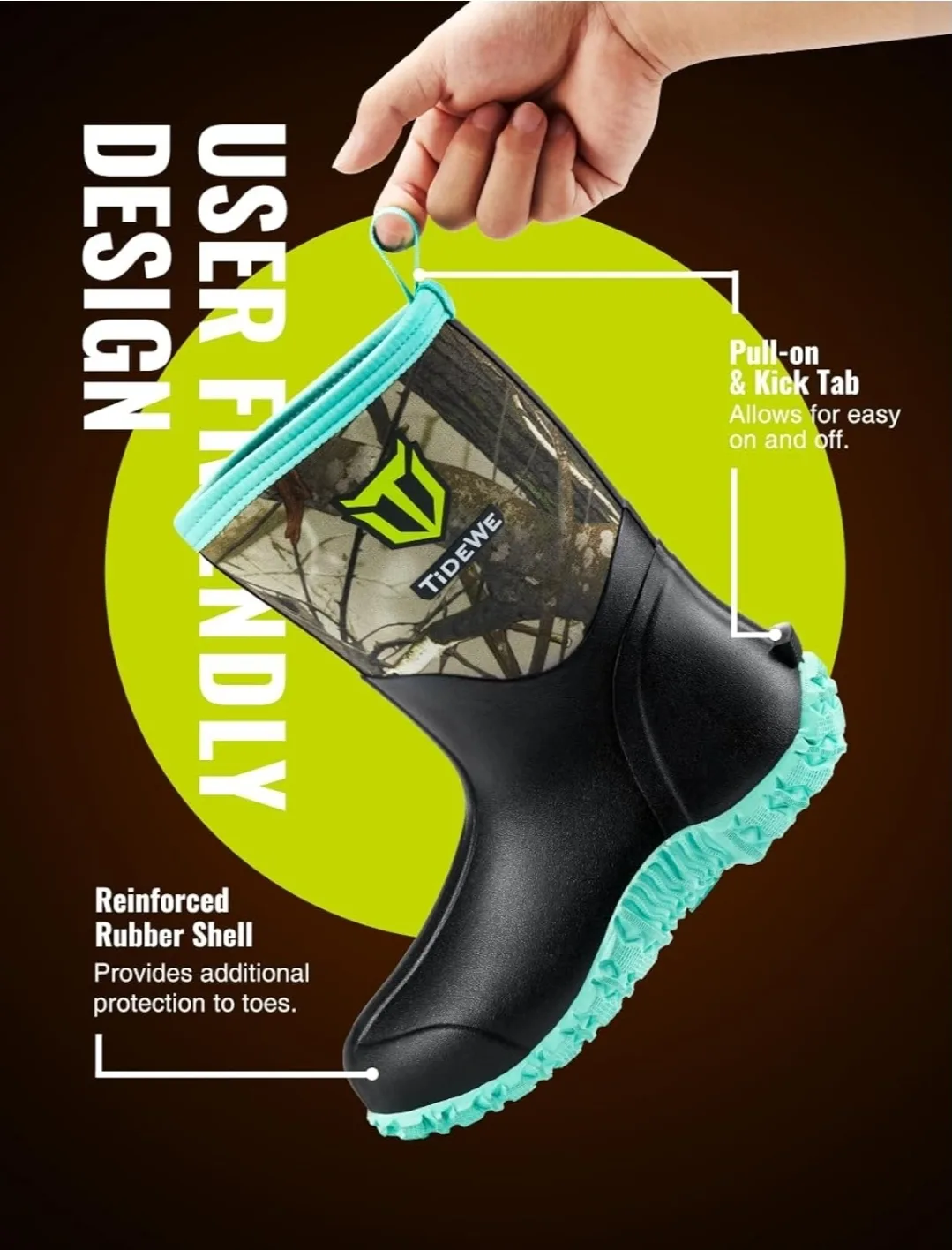 TIDEWE Women's Rubber Boots Size 10 – Next Camo G2 Waterproof image indicator(9)
