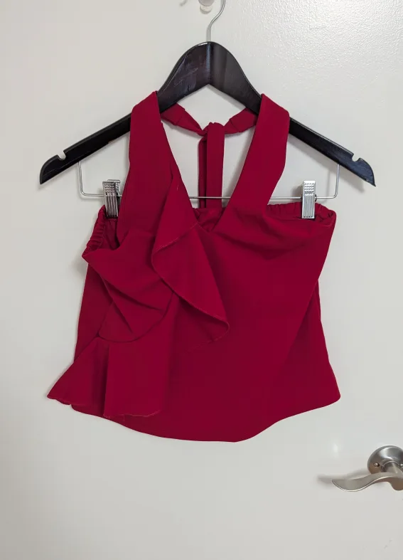Wrapper Red Halter Top - Women's Size Medium thumbnail