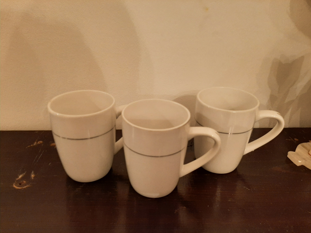 3 Esmeralda White Mugs