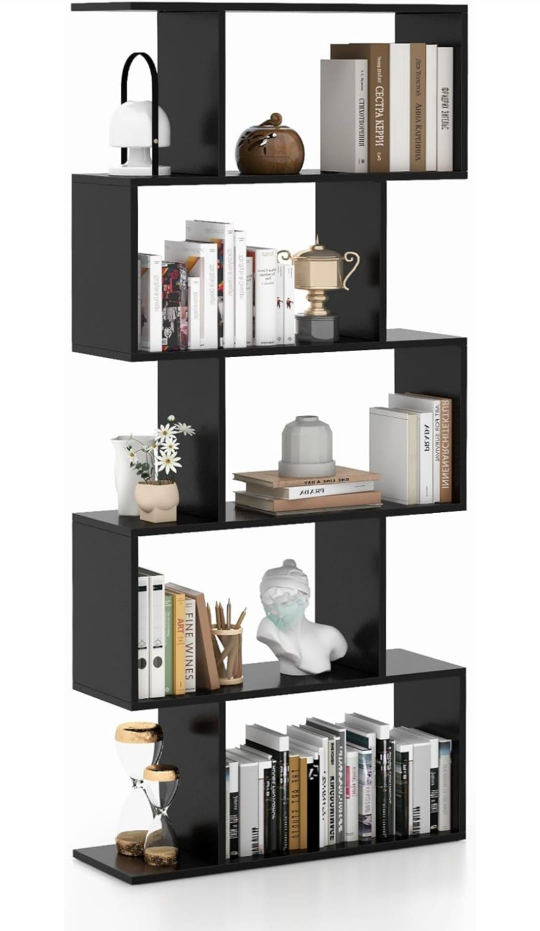 5-Tier Geometric Bookshelf, S-Shaped Bookcase - photo 2