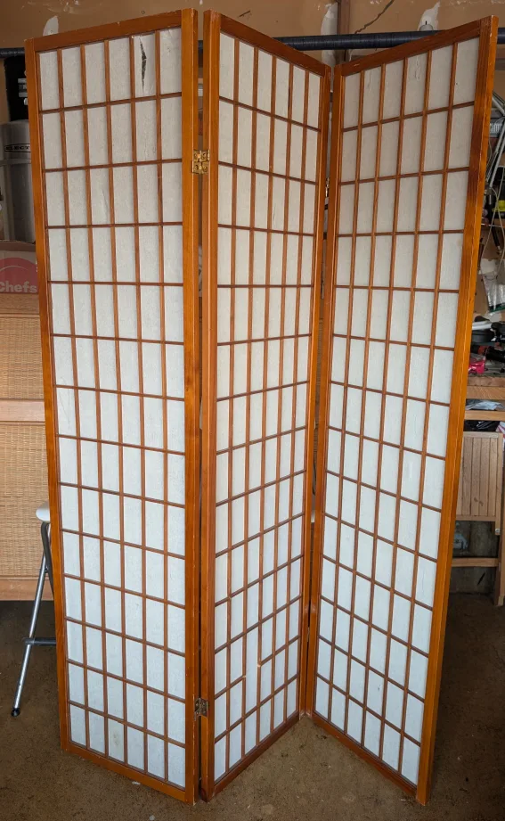 Wooden 3-Panel Room Screen Divider - Shoji style thumbnail