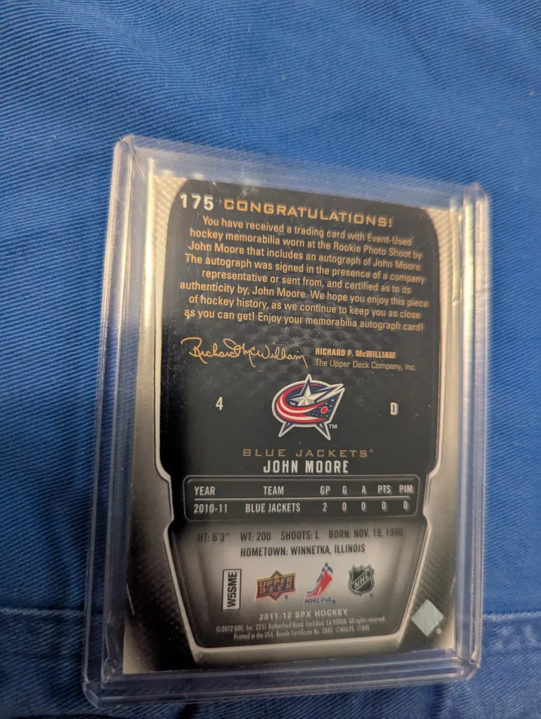 John Moore 2010/11 spx patch rookie auto #175 image indicator(2)