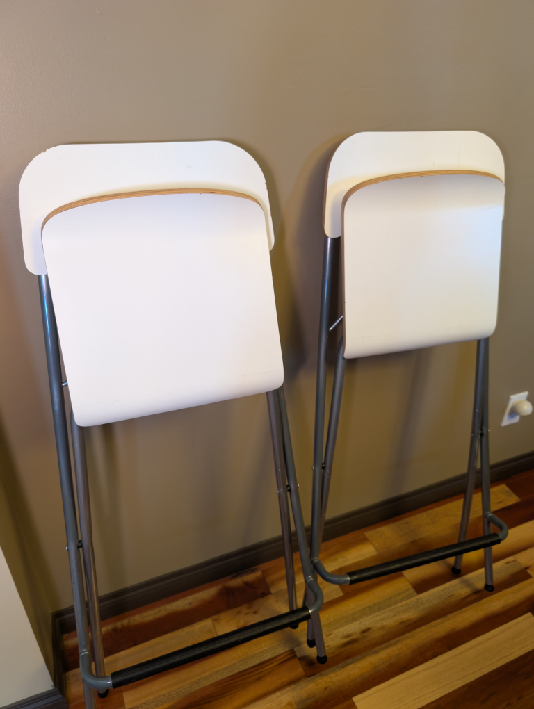 Ikea Franklin Bar Stool, White/Silver
