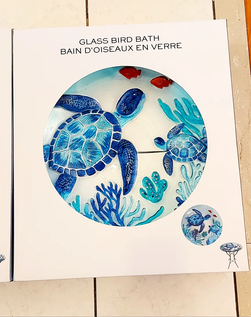 Brand New Ocean Glass Bird Bath thumbnail