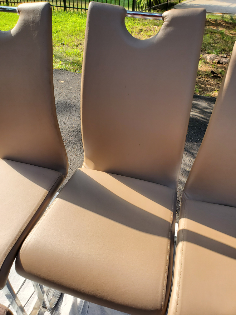 Set of 5 Dining Chairs - Beige Leather - photo 2