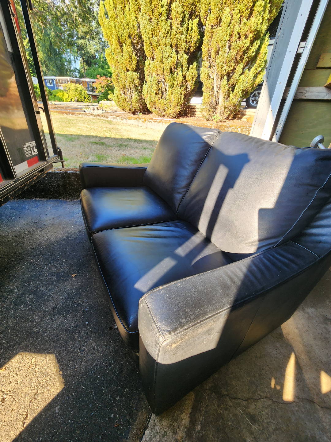 Black Pleather Loveseat Sofa